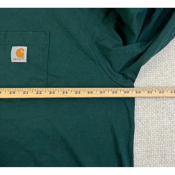 Carhartt Pocket T-Shirt Long Sleeve Men's 3XL Green Logo Crew Neck K126 - Picture 6 of 7